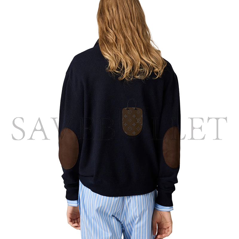 MIU MIU CASHMERE AND LEATHER ZIPPER SWEATER MMLB75